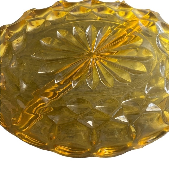 Vintage Indiana Amber 1950’s Thumbprint Relish Dish Scalloped Anchor Hawking EUC - Picture 6 of 6